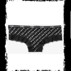 Pink by VS Logo Waist Lace Cheekster Panties